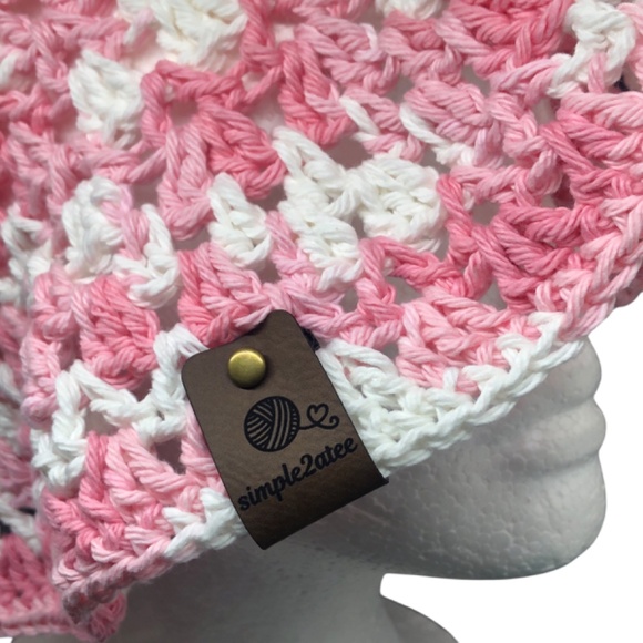 Crochet Bucket Hat | Strawberry Pink & White main image 12